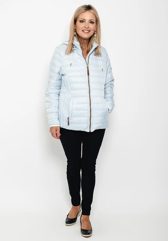 Smart Comfort Wear Frandsen Hooded Quilted Short Jacket, Dusty Blue
