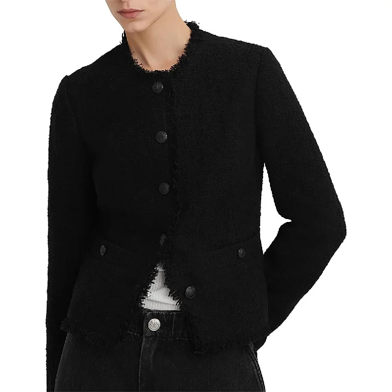 Stylish Jackets Rag & Bone Womens Wool Frayed Hem Soft Shell Jacket