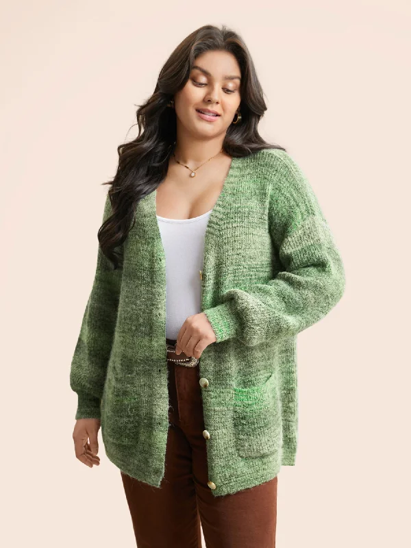 Comfortable Looks Contrast Patched Pocket Drop Shoulder Cardigan