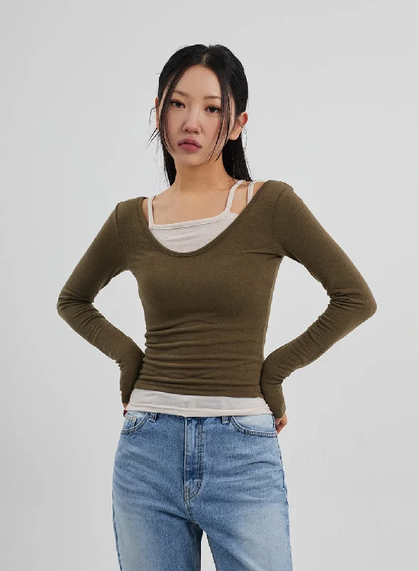 Trendy Casuals Layered Scoop Neck Top Set CF301