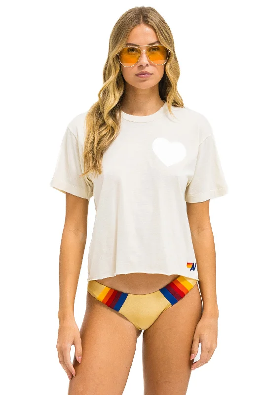 Light Dressing GLITTER HEART BOYFRIEND TEE - VINTAGE WHITE // SILVER