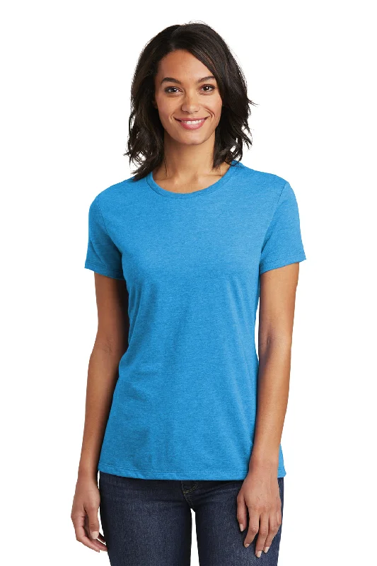 Weekend Wear District Womens Very Important Short Sleeve Crewneck T-Shirt - Heather Bright Turquoise Blue - Closeout