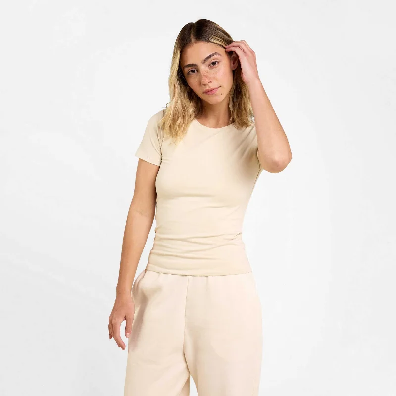 Fresh Comfort Cotton Stretch Classic Crewneck Tee | Bone