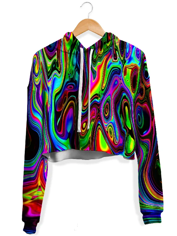 Weekend Comfort Acid Drop Fleece Crop Hoodie
