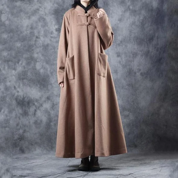 Effortless Dressing New Women Vintage Loose Beige Long Woolen Thick Coat