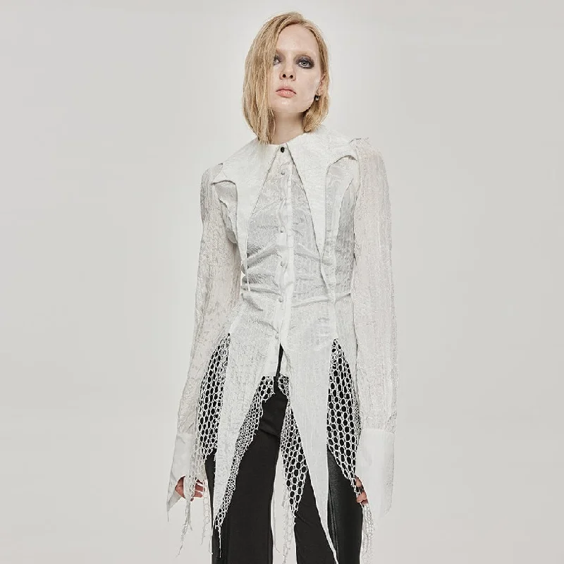 Comfortable Fashion Women's Gothic Irregular Pointed Mesh Splice Shirt