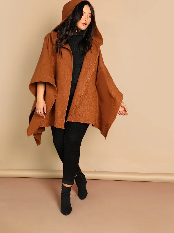 Easy Fashion Plus Open Front Hooded Coat