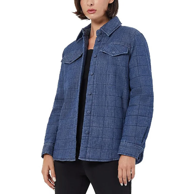 Luxe Comfort Jones New York Womens Quilted Collared Puffer Jacket