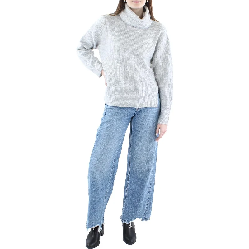 Cozy Vibes Vigoss Womens Ribbed Side Slits Turtleneck Sweater