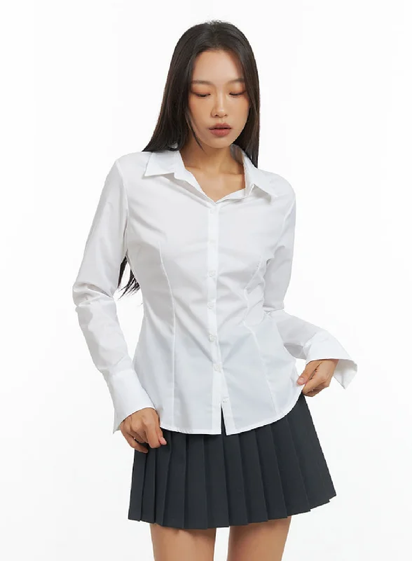 Versatile Outfits Pintuck Slim Fit Blouse IO409