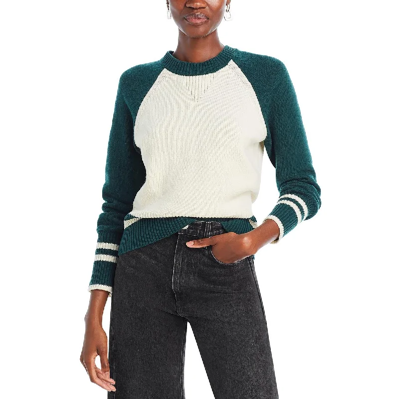 Breathable Comfort Veronica Beard Womens Stripes Mock Neck Pullover Sweater