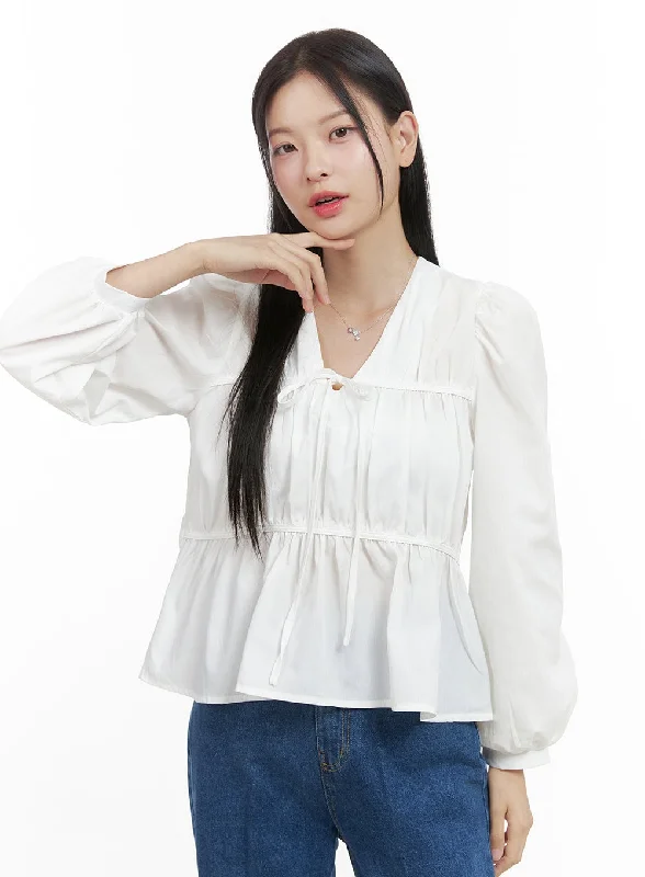 Comfy Layers Chic Solid V-Neck Blouse OS411