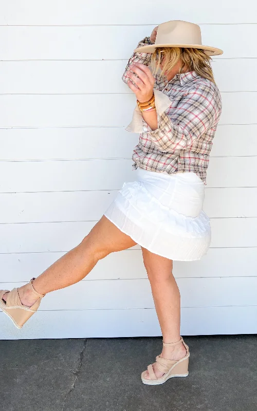 Simple Comfort White Ruffle Skirt - Final Sale*