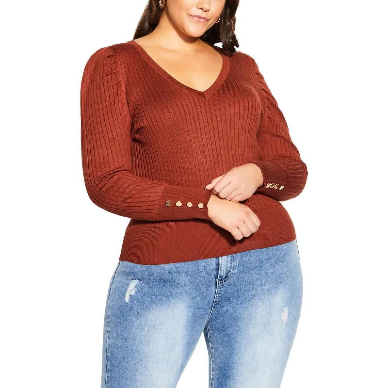 Sporty Wear City Chic Womens V Neck  Pullover Sweater