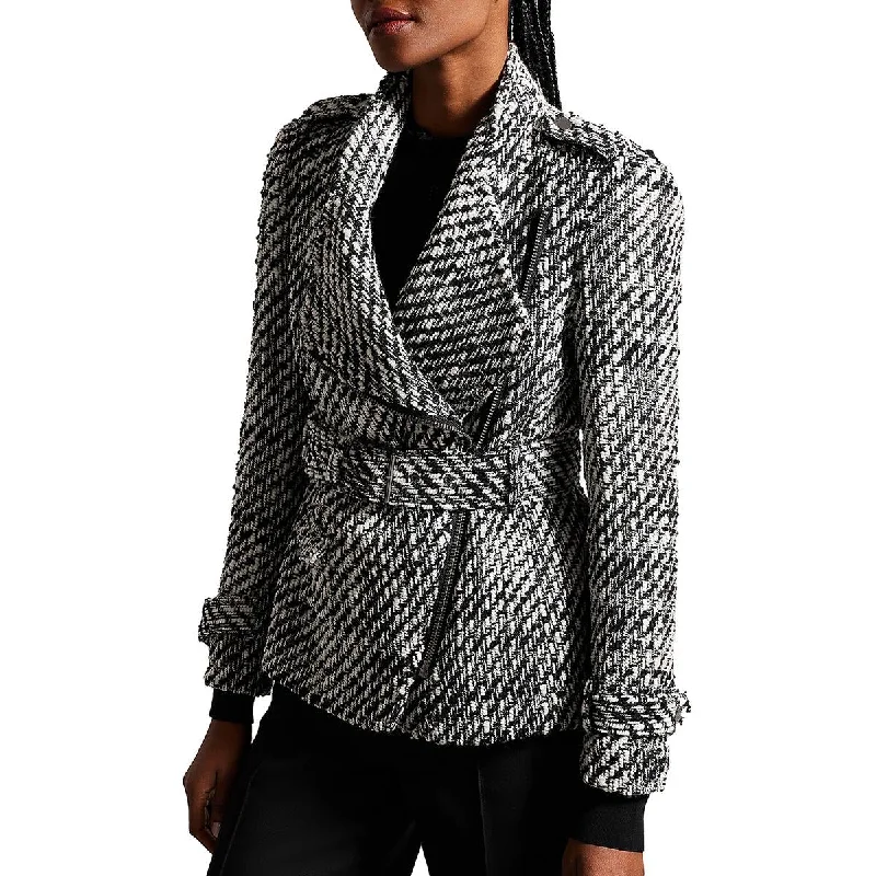 Casual Fit Wear Ted Baker Womens Belted Wool Motorcycle Jacket