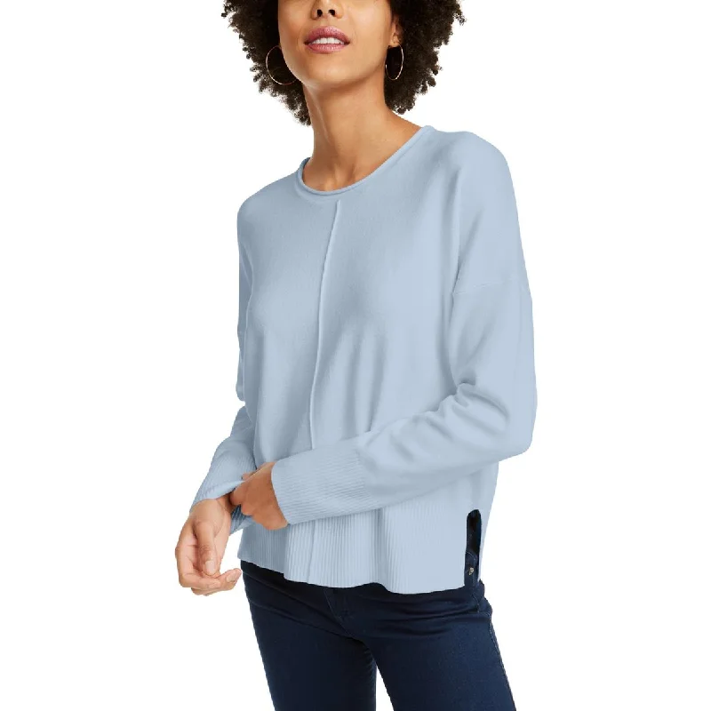 Chic Lounge French Connection Womens Della Ribbed Trim Crew Neck Sweater
