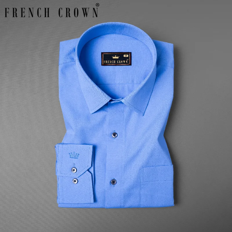 Comfy Chic Wear Portage Blue Premium Cotton Shirt