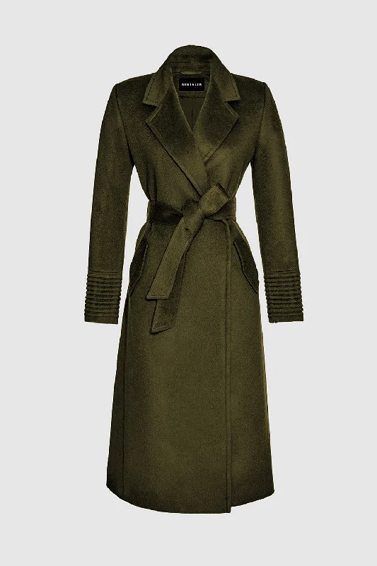 Simple Elegance Baby Alpaca Long Notched Collar Wrap Coat