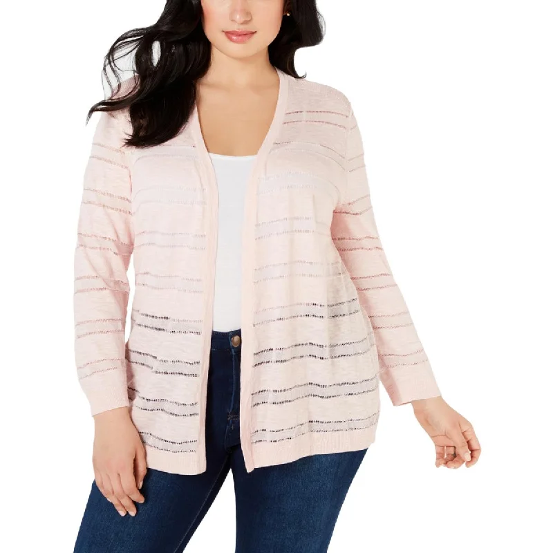 Relaxed Dresses Charter Club Womens Plus Knit Striped Cardigan Sweater