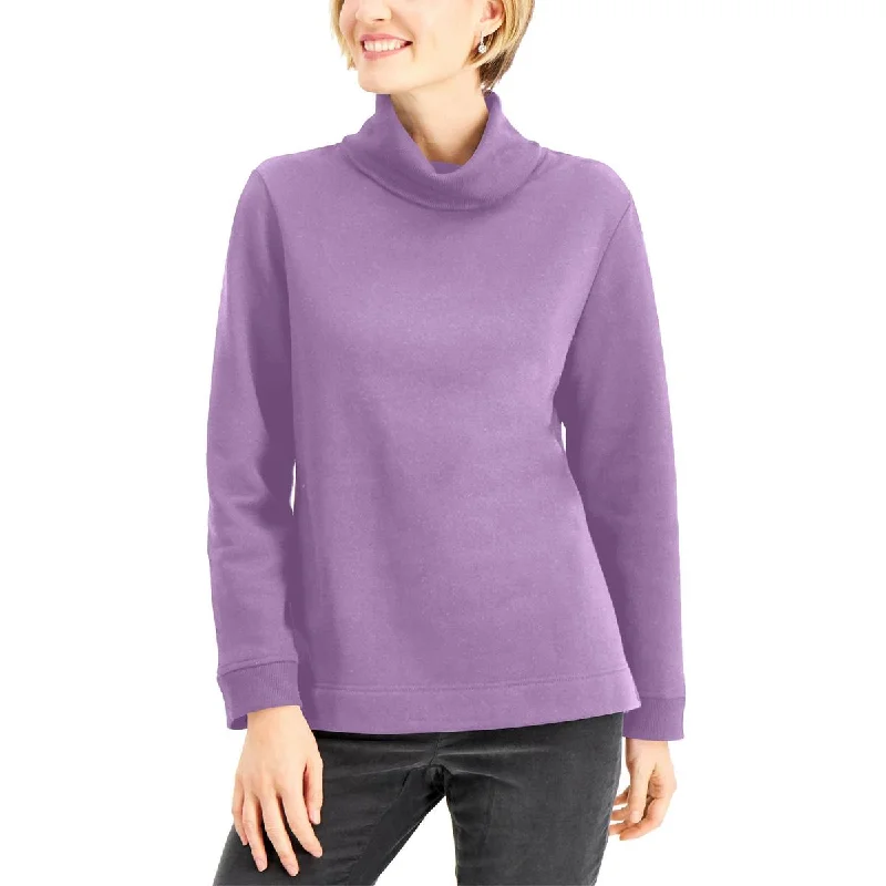 Soft Looks Karen Scott Sport Womens Fleece Lined Pullover Turtleneck Sweater