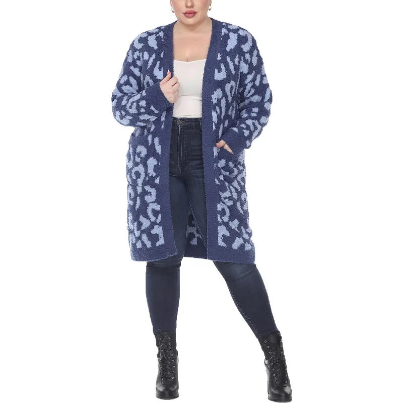 Chic Relaxation White Mark Womens Plus Knit Leopard Cardigan Sweater