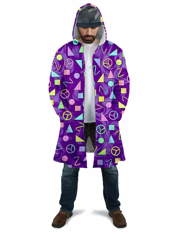 Modern Comfort Retro Shapes Peace Symbols Purple Cloak