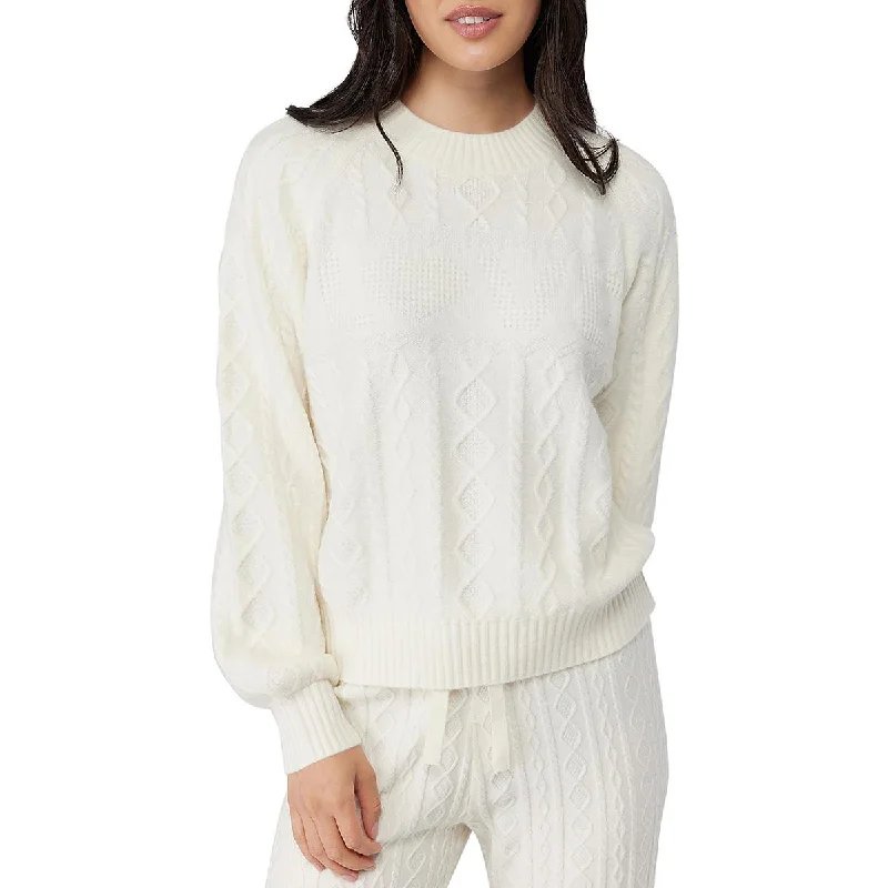 Easygoing Fashion Spiritual Gangster Womens Ribbed Trim  Cable Knit Pullover Sweater