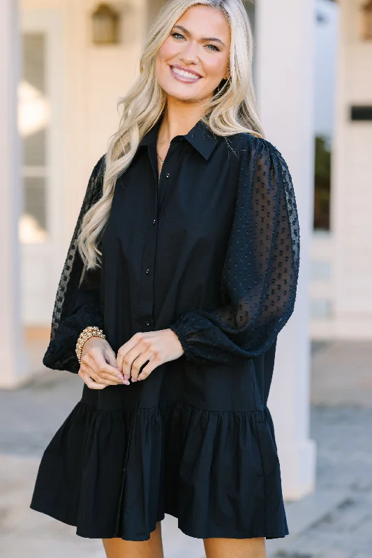 Elegant Wear Live For Today Black Swiss Dot Dress