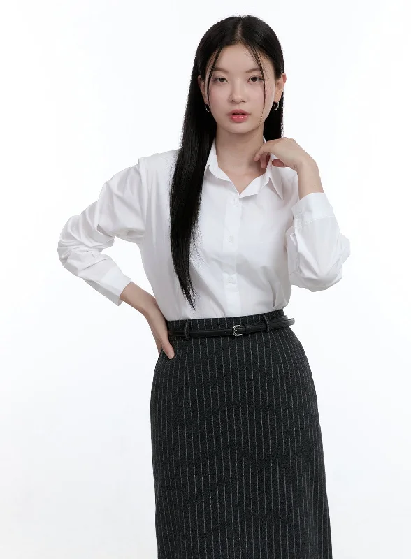 Stylish Ease Solid Basics Long-Sleeve Shirt OO429