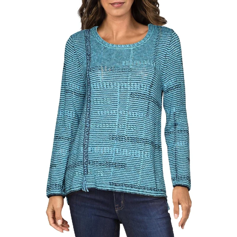 Effortless Comfort Nic + Zoe Womens Printed Fringed Sweater