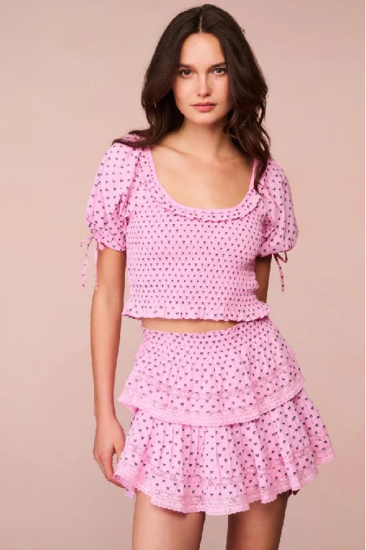 Cozy Lounge Wear Ruffle Mini Cotton Bow Skirt