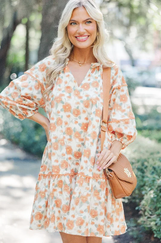 Soft Feel Live To The Fullest Persimmon Orange Floral Dress