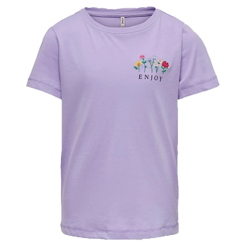 Versatile Wear Kids ONLY Purple Rose Emma Flower T-shirt
