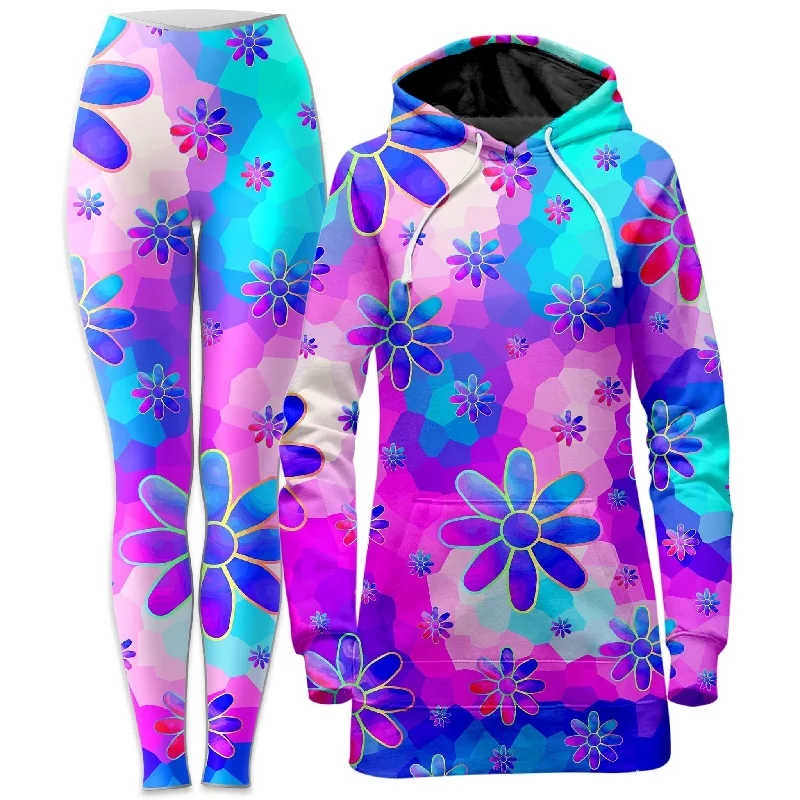 Cozy Vibes Flower Power Journey Hoodie Dress and Leggings Combo