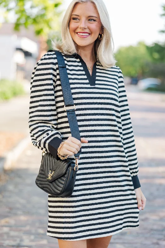 Soft Clothing Live Your Life Black Striped Knit Dress