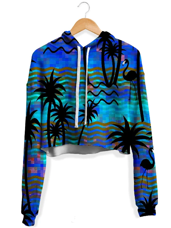 Effortless Wear Tropical Dreams Fleece Crop Hoodie