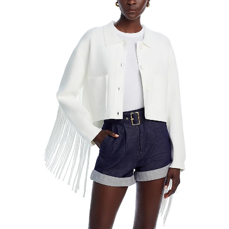 Easygoing Style Essentiel Antwerp Womens Fringe Long Sleeve Shirt Jacket