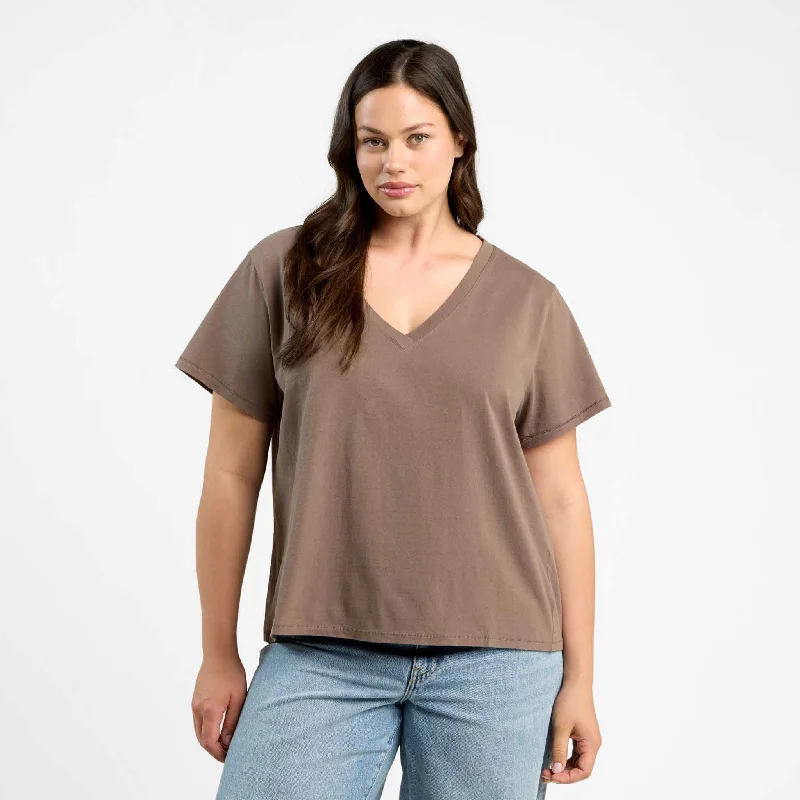 Urban Comfort Vintage Cotton V-Neck Everyday T-Shirt | Mocha