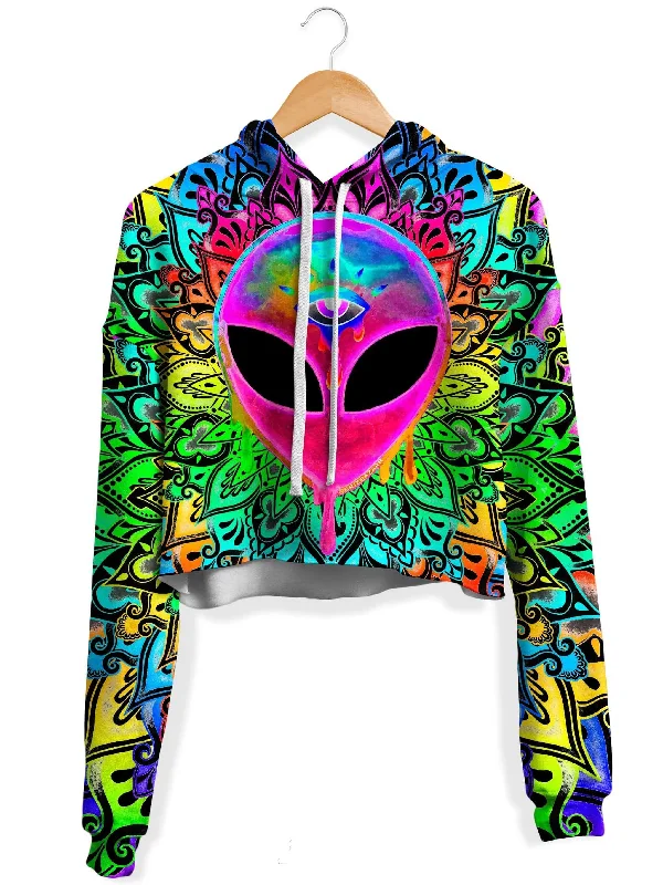 Cozy Look Psy Alien Pink Fleece Crop Hoodie