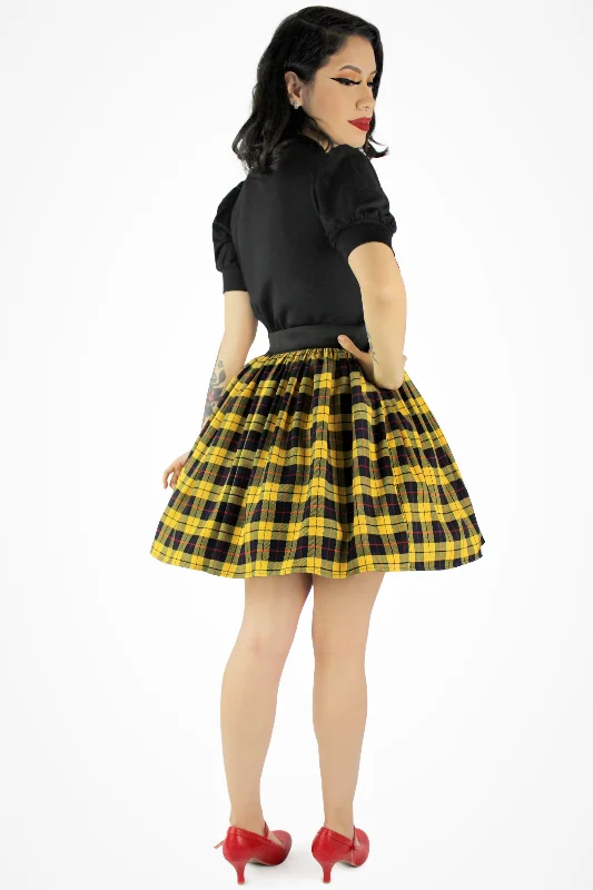 Relaxed Tops Yellow Plaid Elastic Skirt #YPES