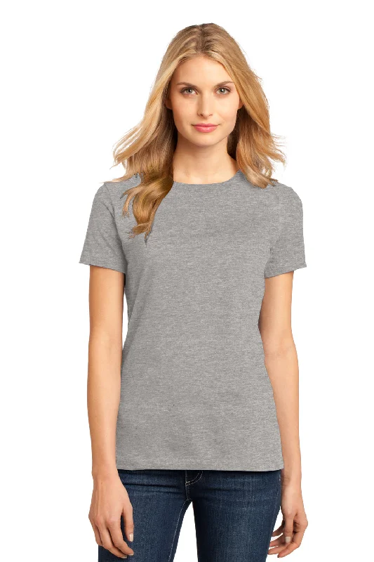 Soft Touch District Womens Perfect Weight Short Sleeve Crewneck T-Shirt - Heather Steel Grey