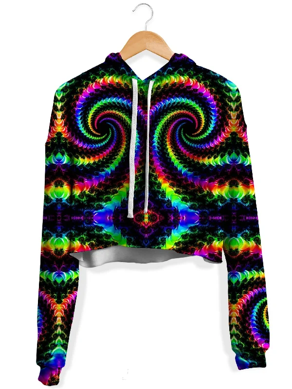 Comfortable Jackets Fractaled Vision Fleece Crop Hoodie