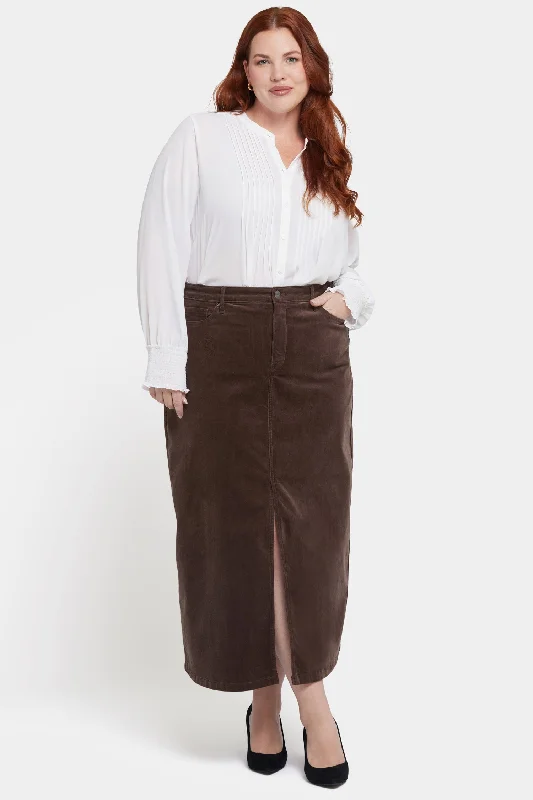 All-Day Comfort High Rise Long Skirt In Plus Size - Coffee Bean