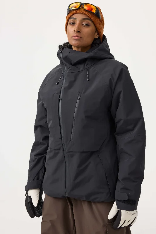 Cozy Sweaters Women's Black Face Vented Multi-pocket Fully Waterproof Snow Jacket