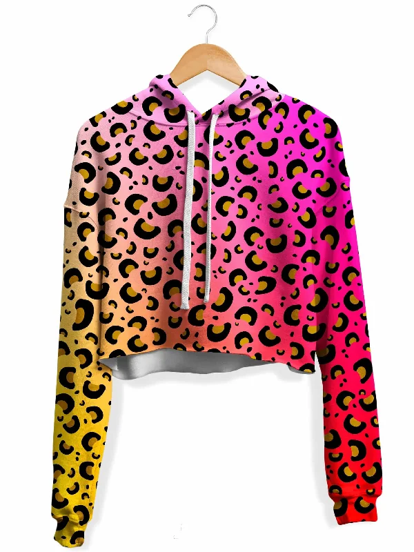 Comfy Layers Leopard Spots Fleece Crop Hoodie