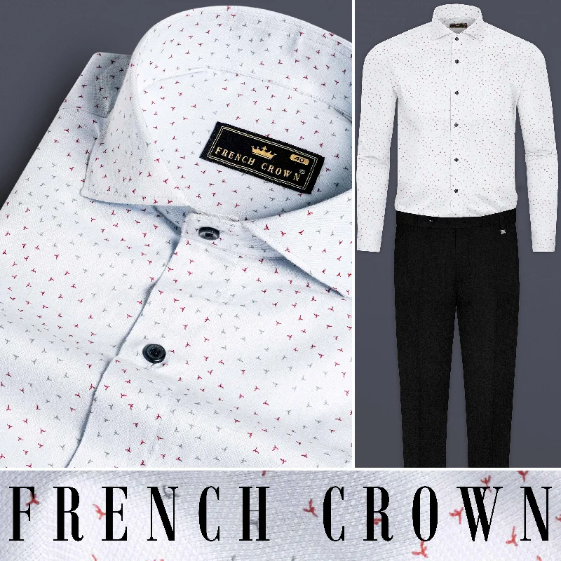 Casual Chic Outfits Mischke Gray with Chestnut Brown Dobby Textured Premium Giza Cotton Shirt
