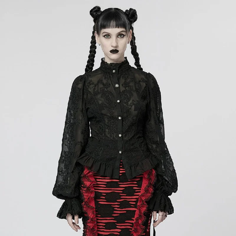 Smart Casuals Women's Gothic Puff Sleeved Sheer Shirt
