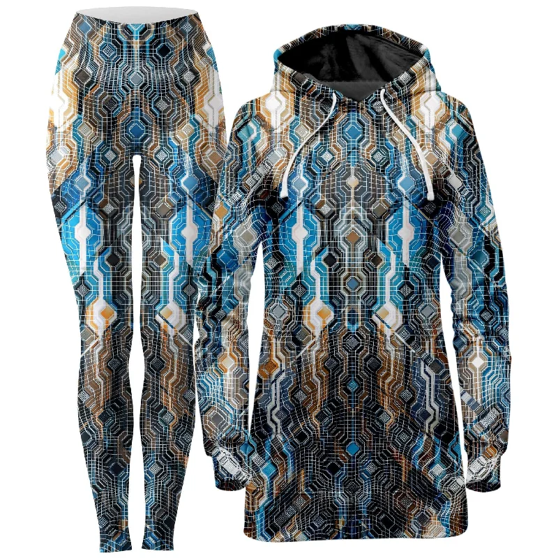 Soft Comfort Fractional Data Hoodie Dress and Leggings Combo