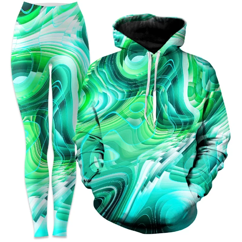 Weekend Style Green Schism Hoodie and Leggings Combo