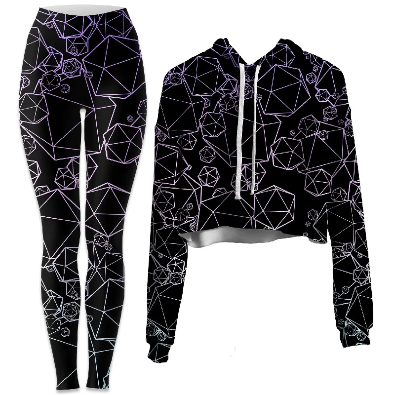 Comfy Chic Wear Icosahedron Madness Cold Crop Hoodie and Leggings Combo